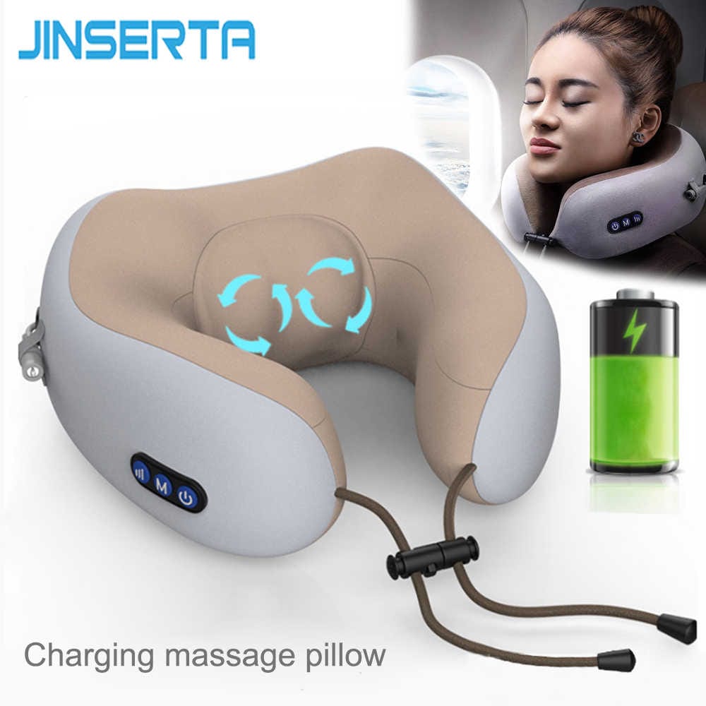 U-Shaped Neck Massager Pillow โ USB Rechargeable Cervical & Shoulder Relaxation Support for Home, Car & Travel