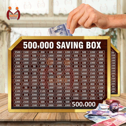50,000 PKR Target Saving Box – Wooden Money Saving Box with Daily Saving Chart for Kids & Adults | Smart Money Box for Easy Savings