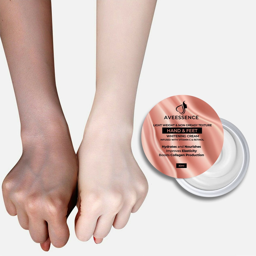 AVEESSENCE Hand & Feet Whitening Cream – Vitamin C & Retinol Brightening Cream for Dark Hands & Feet | Hydrating, Anti-Aging & Skin Repair Formula (30ml)