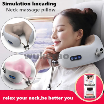 U-Shaped Neck Massager Pillow – USB Rechargeable Cervical & Shoulder Relaxation Support for Home, Car & Travel