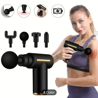 Deep Tissue Massage Gun – Rechargeable 6 Speed Muscle Massager with 4 Heads | Full Body Pain Relief & Relaxation for Men & Women