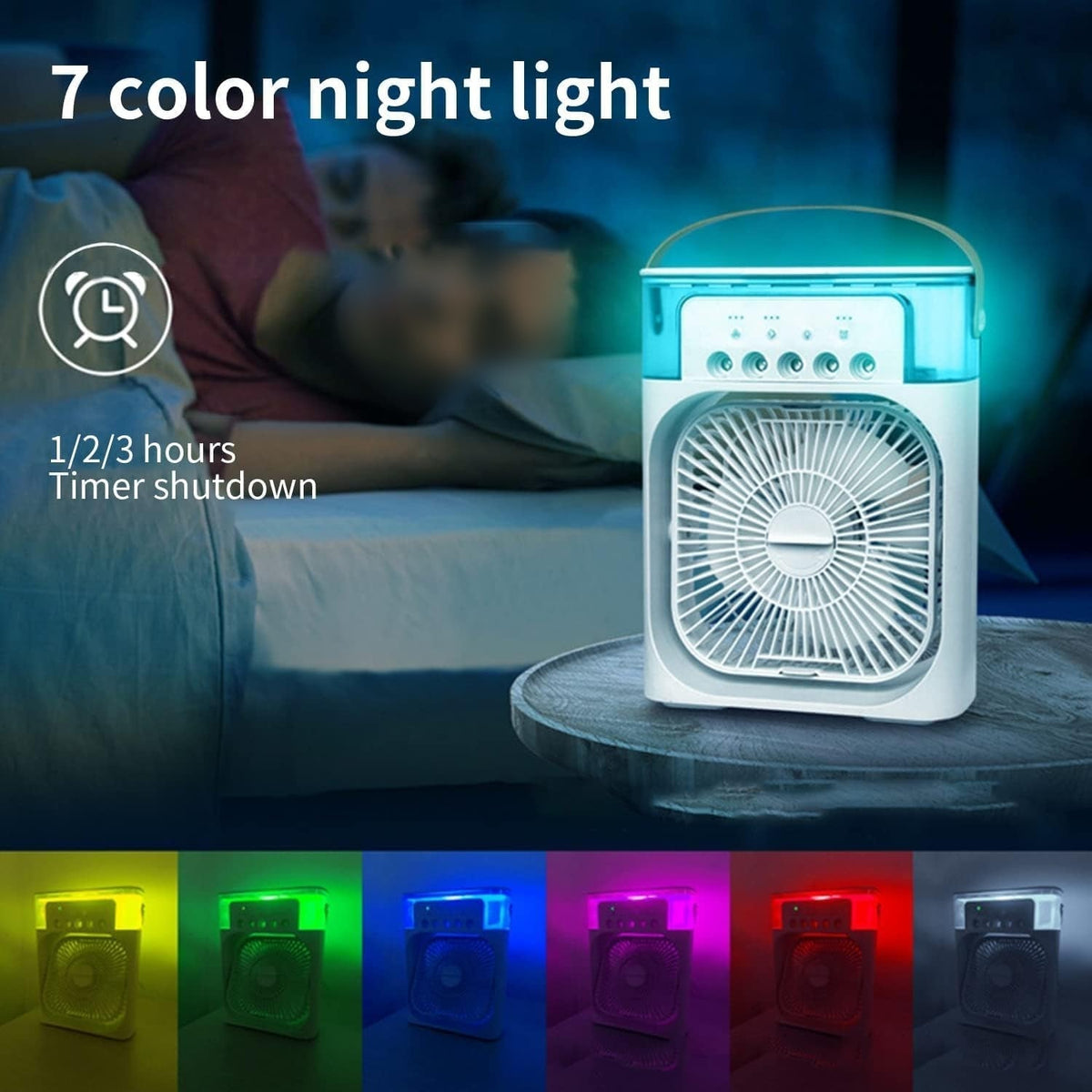 Portable Air Conditioner Mist Fan Big Size – 3-in-1 Mini AC Air Cooler with Ice Mist, LED Lights & Adjustable Speed