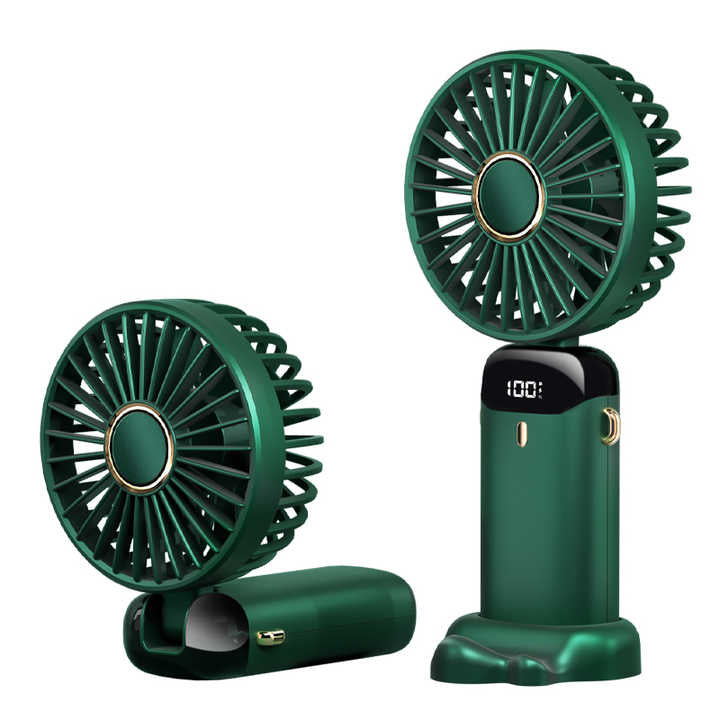 5-Speed USB Rechargeable Mini Handheld Fan – Foldable Portable Neck Fan with Display & Phone Stand