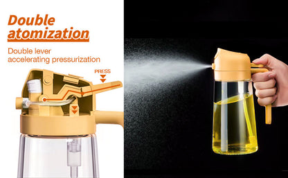 2 in 1 Oil Dispenser Bottle for Kitchen – Spray & Pour Oil Bottle