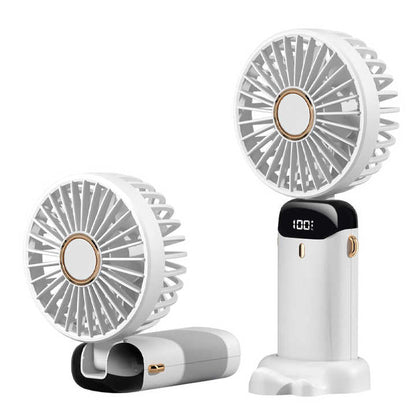 5-Speed USB Rechargeable Mini Handheld Fan – Foldable Portable Neck Fan with Display & Phone Stand
