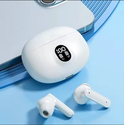 TWS Wireless Earbuds with LED Display – ENC Noise Cancellation, HiFi Stereo, Bluetooth 5.3 – Available in Black & White