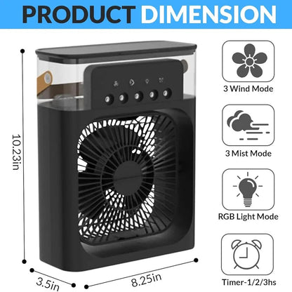 Portable Air Conditioner Mist Fan Big Size – 3-in-1 Mini AC Air Cooler with Ice Mist, LED Lights & Adjustable Speed