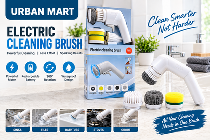 Electric 360° Rotating Cleaning Brush – Multi-Purpose Scrubber With 5 Cleaning Heads ✨