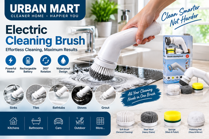 Electric 360° Rotating Cleaning Brush – Multi-Purpose Scrubber With 5 Cleaning Heads ✨