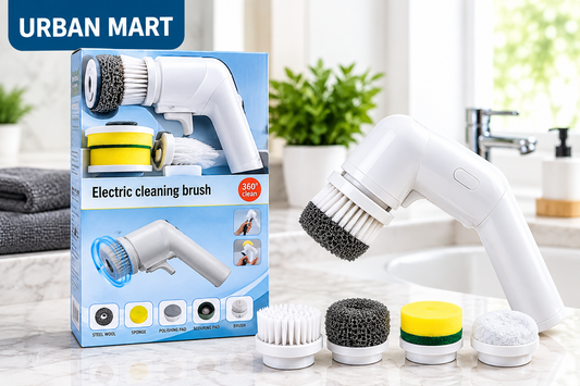 Electric 360° Rotating Cleaning Brush – Multi-Purpose Scrubber With 5 Cleaning Heads ✨